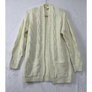 Jack & Missy Women’s Cream Aspen Cable Knit Midweight Cardigan Size Large